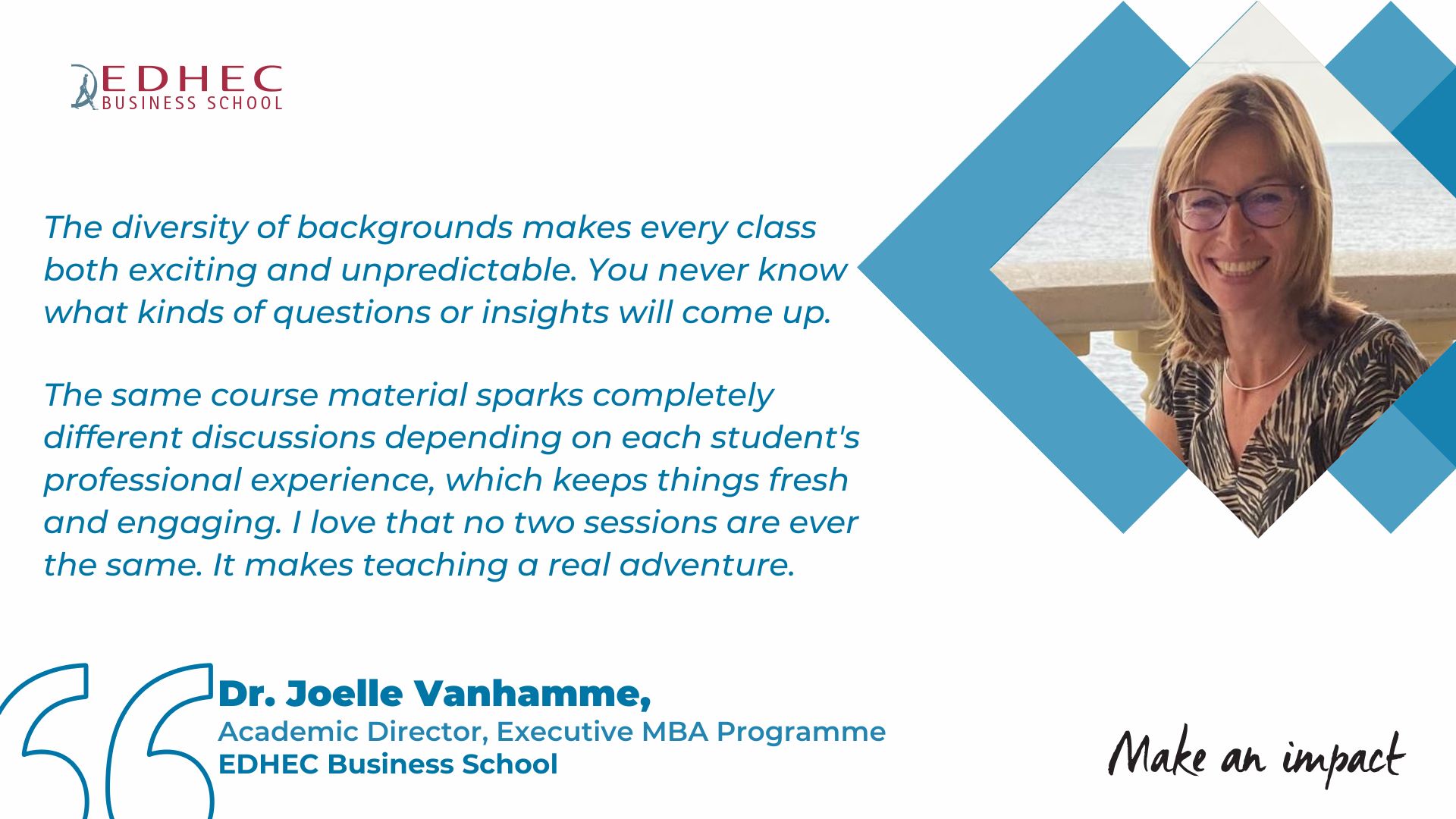 EDHEC Executive MBA Academic Director Dr Joelle Vanhamme
